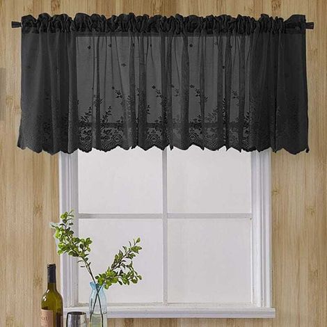 1 Pièce Voilage, Rideau Jacquard Transparent, Rideau Bistro Maison de Campagne, Tringle non incluse (L 74 cm x H 61 cm)