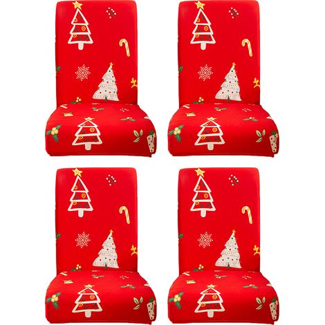 Lot de 4 housses de chaises de salle à manger pour Noël, extensibles, amovibles et lavables (1/5)