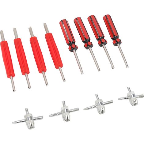 Ensemble de 12 outils de démontage et d'installation de valves de pneus, clé simple ou double universelle pour voiture, camion, moto et vélo. (1/5)