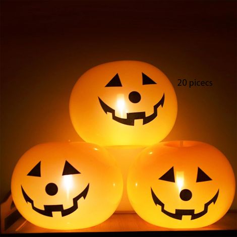 (20er-Packung, Orange) LED-Kürbislaternen für Halloween – Leuchtende Dekoballons (1/5)