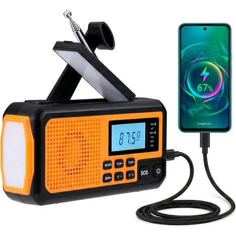 NK Solar-Notfallradio – 4000mAh Powerbank, FM/AM/SW, LED-Taschenlampe, LCD-Display, SOS-Alarm, Handkurbel & USB/AAA-Betrieb – Ideal für Camping & Wandernn (1/5)