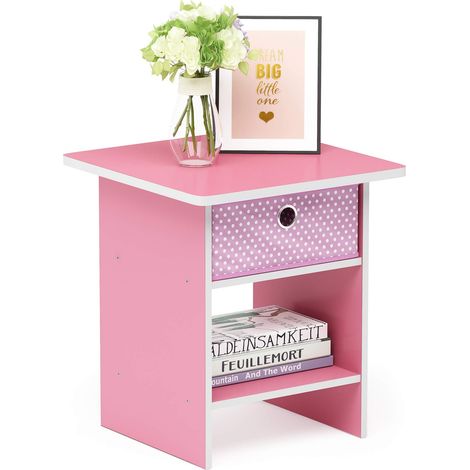 Étagère de Rangement Chevet/Table de Nuit avec Tiroir à Bacs, Rose Clair, Bois, One Size, Paquet de 1 (1/5)