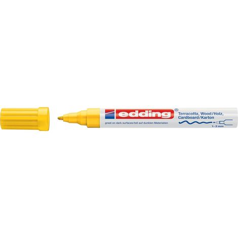Marqueur peinture à encre mate - 1 marqueur - pointe ogive 1-2 mm - jaune - pour écrire et décorer sur surfaces rugueuses, foncées ou poreuses – idéal pour terre cuite, carton, bois (1/5)