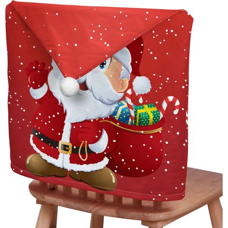 Housses de dossier de chaise, 4 pièces, housse de protection courte en peluche imprimée Double face pour les vacances, 50x65cm (1/5)