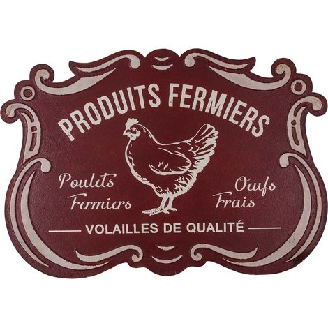 Plaque métallique découpée style rétro Produits fermiers (1/2)