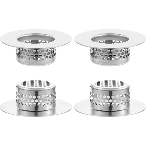 Set mit 4 Waschbeckenfiltern für Badezimmer, Küchenspülensieb, Küchenspülenfilter, Edelstahl-Küchenspülenstöpsel (1/5)