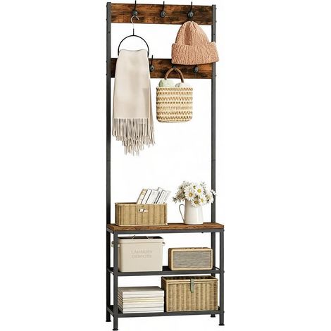 Organisateur de vêtements au design 3 en 1, portant à vêtements moderne, portemanteau polyvalent, portant à vêtements pour couloir (uniquement le portant à vêtements) (1/5)