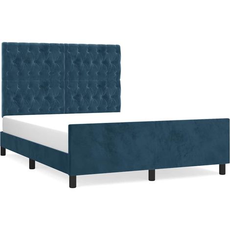 Maison Exclusive - Cadre de lit sans matelas bleu foncé 140x200 cm velours (1/5)