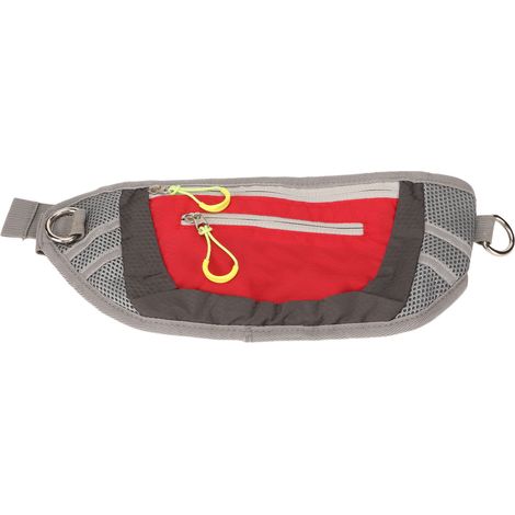 Pochette à friandises pour chien en nylon multifonctionnel avec bande réfléchissante et fermeture éclair, idéale pour les promenades en extérieur (rouge).