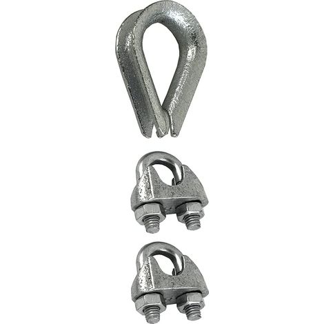 2 PEZZI - MORSETTI A GRILLO PER FUNE METALLICA ZINCATI 6MM