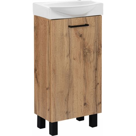 STAMAR  Badmöbel mit Waschbecken - 40 cm - Eiche golden - modernes Design - praktisch und elegant