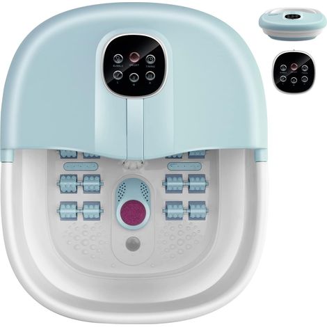 GOPLUS Bain de Pieds avec 16 Rouleaux de Massage, Masseur Spa de Pieds avec Chauffage, Temperature Reglable & Telecommande, Minuterie 20 a 60 Min, Conception Pliable Peu Encombrant (Bleu ciel) (1/5)