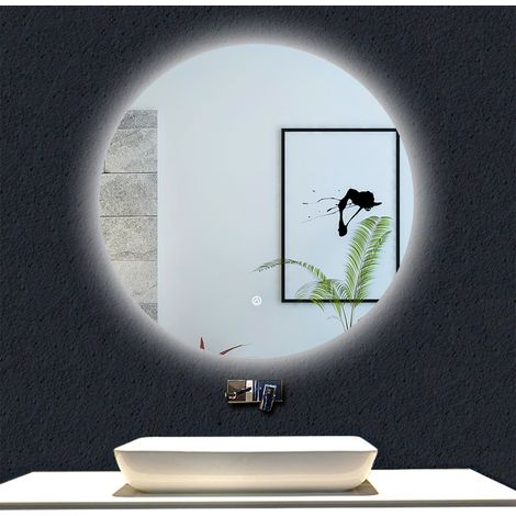 Ocean Miroir de Salle de Bain LED Rond avec Fonction Anti-Buée, lumière blanche froide, Dimmable (1/5)