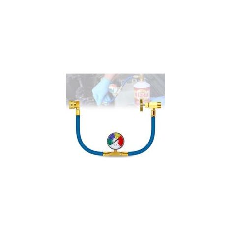 R134A Tuyau De Charge Auto Climatisation,Tuyau De Charge De Réfrigérant Pour Climatisation Avec Jauge, Kit Recharge Gaz Clim Voiture R134A (1/2 Filetage Pour L'amérique Et L'europe) (1/5)