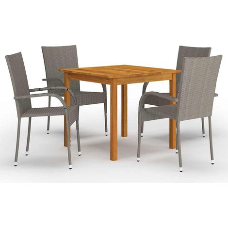 vidaXL Juego de comedor para jardín 5 piezas gris (1/4)