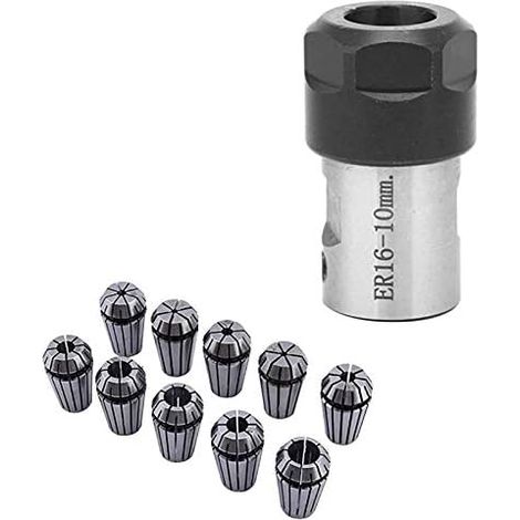 Pack of 10 ER16 spring clamps, chuck for motor shaft, extension rod, clamping rod, lathe, internal support, 10 mm (1/5)