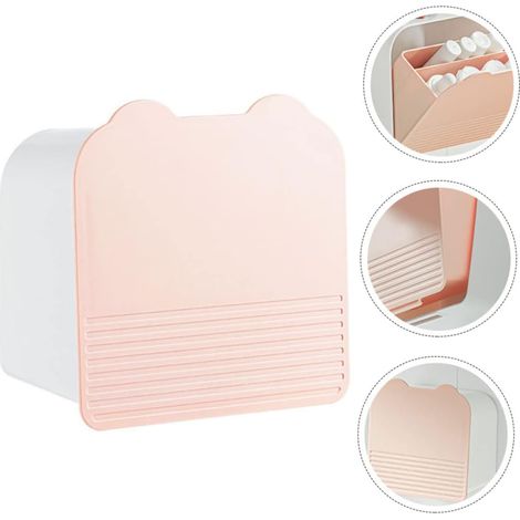 Wandmontierte Aufbewahrungsbox für Badetücher und Wattebällchen, platzsparend und leicht zugänglich (rosa)