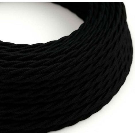 Creative-cables italia cable elÉctrico trenzado recubierto de algodÓn 3x0,75 negro xz3tc04