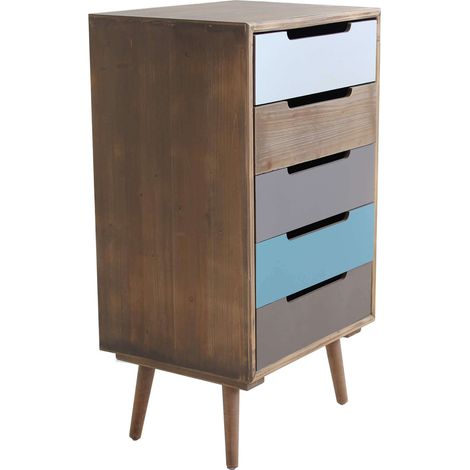 Holzkiste von Schubladen mit 5 farbigen Schubladen 45x36.5xH81,5 cm Charles