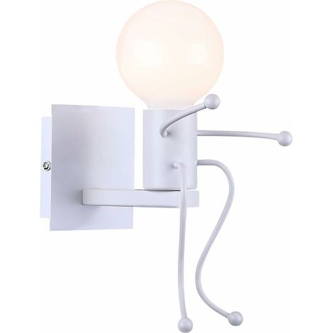 Creative Retro Wall Light Indoor Vintage Wall Lamp Industrial Wall Lamp Iron Art Deco E27 Base for Bar, Bedroom, Kitchen, Restaurant, Cafe, Hallway, White [Cl (1/5)