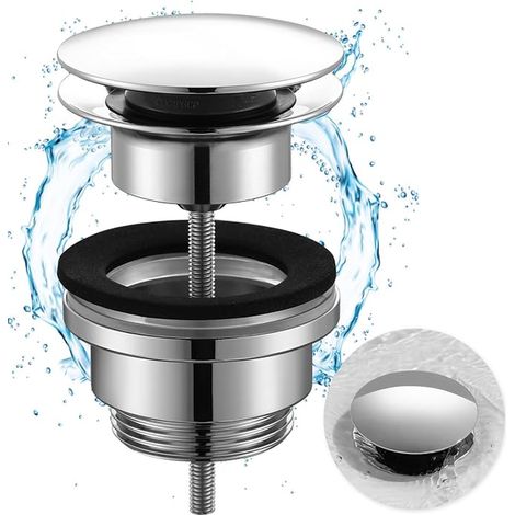 Basin Drain Pop Up Waste Washbasin Universal 1 1/4 Inch Drain Bathroom Sink Overflow Faucets Chrome (1/3)