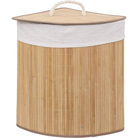 Panier à Linge d'Angle "Bambou" 48L Naturel (1/3)