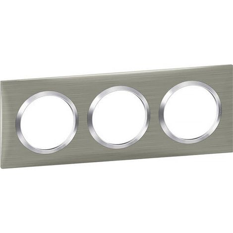 Placa LEGRAND Dooxie 3 puestos cuadrada inox