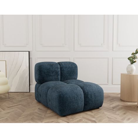 Grace - module d'assise sans accoudoir en velours texturé - bleu (1/5)