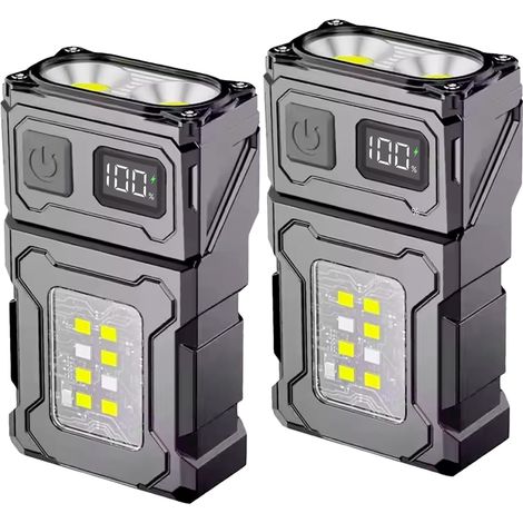 Set mit 2 wasserdichten, taktischen LED-Taschenlampen (IPX6), multifunktional für den Außeneinsatz