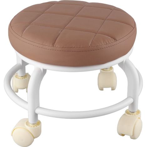 Pouf roulant en mousse à mémoire de forme haute densité, roues silencieuses et imperméables, repose-pieds à Double couche, tabouret pour le bureau familial, couleur café (1/5)