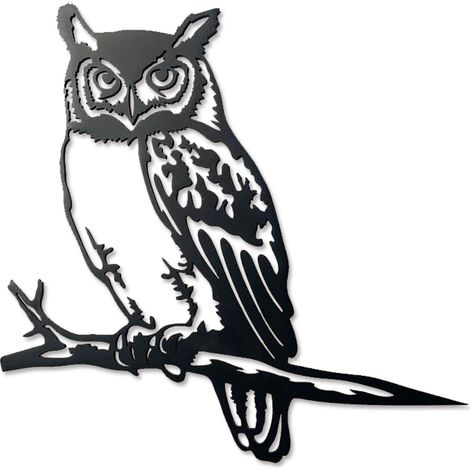 Lntyq Décoration Murale en Métal en Forme de Hibou, Sculpture en Silhouette D'Oiseau Sur une Branche Décor Feuilles avec Oiseaux Ornement en Métal Panneau Suspendu pour Maison Salle Bain 30cm