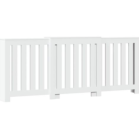 Cache-radiateur blanc 205x21,5x83,5 cm bois d'ingénierie