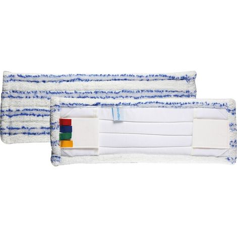 Frange microfibre soft liseré bleu poche/languette universelle 40cm - TAMPEL - Le lavage
