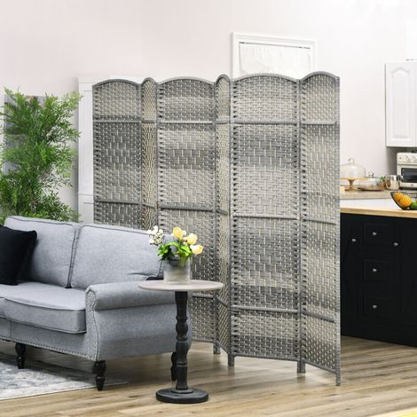 Cloison amovible Paravent intérieur en bois 6 panneaux séparateur de pièce pliable pour salon chambre 270 x 180 cm gris mélangé (1/5)