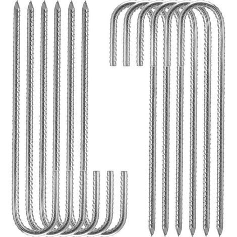 Piquets de fixation sol XL – Lot de 10 sardines galvanisées 30 cm – Acier électrozingué pour sols durs et rocailleux – Fixation tentes (1/3)