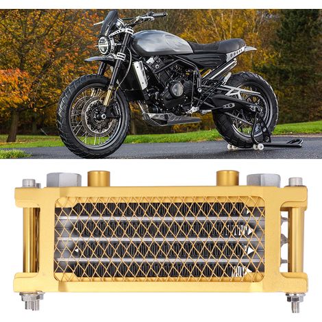Refroidisseur d'huile moteur universel pour moto, adapté au remplacement du radiateur de vélo tout-terrain 125-250cc (norme d'exportation or avec accessoires). (1/5)