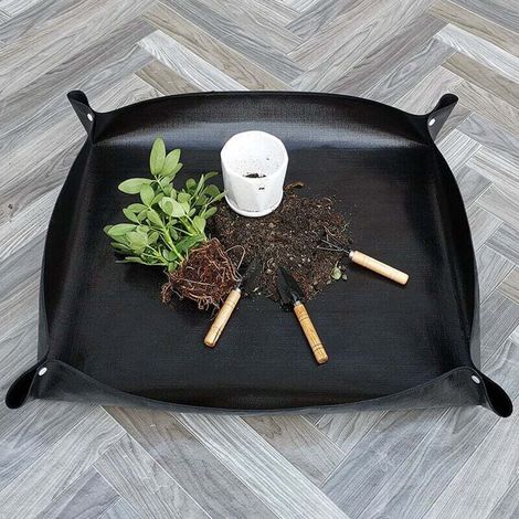 Tapis de jardinage imperméable, tapis de rempotage noir 100x100 cm, tapis de plantation en matériau PE, tapis de jardin pliable, tapis de transplantation pour rempotage, semis