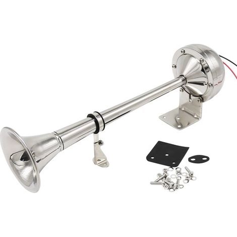 Corne de brume, corne simple, corne de navire, tonalité de 125 dB, son puissant, longueur 41 cm, argentée (1/5)