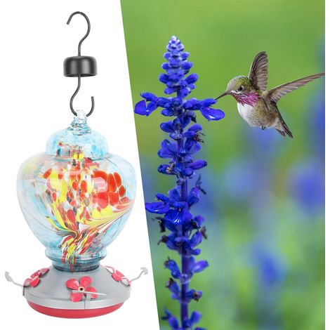 Bunte, bemalte Vogelfutterstation für den Innenhof, Wasserfütterungsgerät für Kolibris, Typ B (1/5)