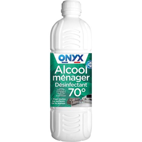 Alcool ménager 70° désinfectant 1L – Nettoyant multi-surfaces pour cuisine et salle de bain – Élimine 99.9 % des bactéries – Onyx (1/3)