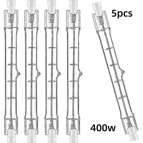 Lot de 5 ampoules halogènes R7S 118 mm 400 W, dimmables, 220-240 V CA, 7500 lm, culot J118, projecteur halogène linéaire (1/5)