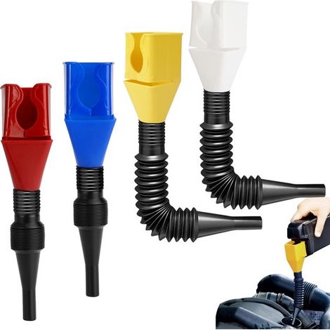 Solidchoice，Embudo de llenado flexible，Embudo de plástico universal，Ideal para uso en el coche y en el hogar，4 piezas