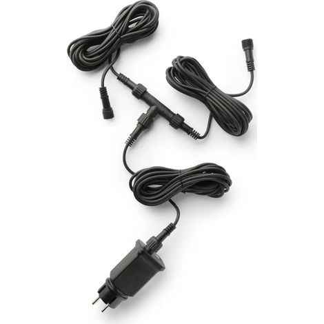 Schwarzer Transformator für Außenbeleuchtung mit 1000 cm Kabel (1/3)