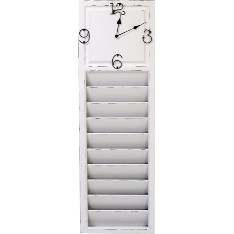 Orologio muro legno old time con portalettere cm 30x6h100