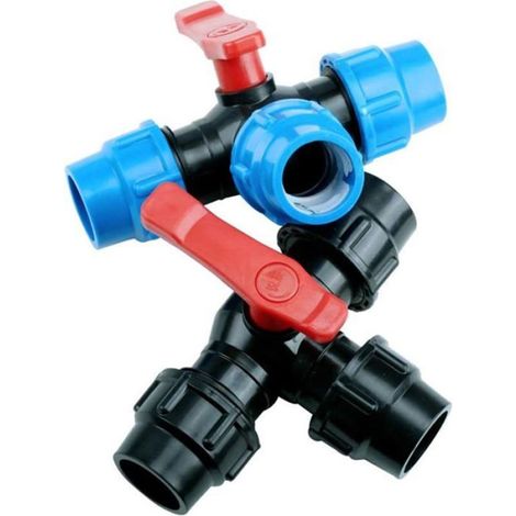 Raccord de tuyau en polyéthylène à 3 voies, raccord rapide avec valve, 32 mm (1/3)