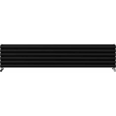 Warmehaus Horizontal Radiator Oval Double Panel Black 354x1800mm (1/5)