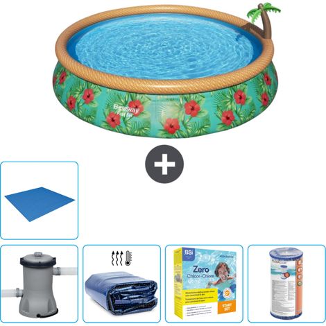 Piscine gonflable ronde Bestway à réglage rapide - Paradise Print - 457 x 84 cm - Comprend des Accessoires CB16 (1/5)