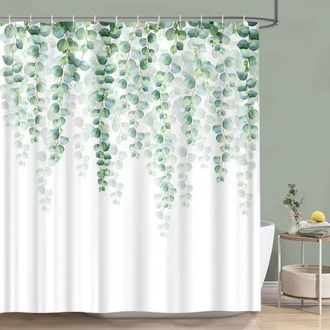 Filiyano-Rideau de douche vert sauge, motif botanique, feuilles d'eucalyptus, aquarelle, feuilles vertes, rideau de salle de bain fleuri, décoration