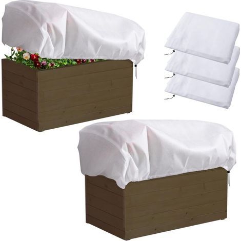 Quadratische Pflanzenabdeckung – Ideal zum Schutz Ihrer Gartenpflanzen im Winter – mit Kordelzug, 3er-Set, weiß, 100 × 40 × 40 cm (1/5)