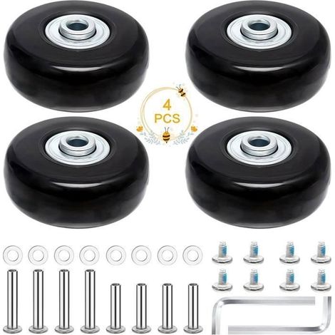 Roulettes de Rechange pour Valise, 4Pcs Bagages Roues de Rechange,50x18 mm Paire de Roues de Rechange de Bagages Valise avec Essieux (1/5)